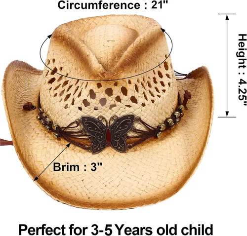 Vista 9 de Sombrero vaquero de paja con banda decorada, para disfraces de niños, de Simplicity