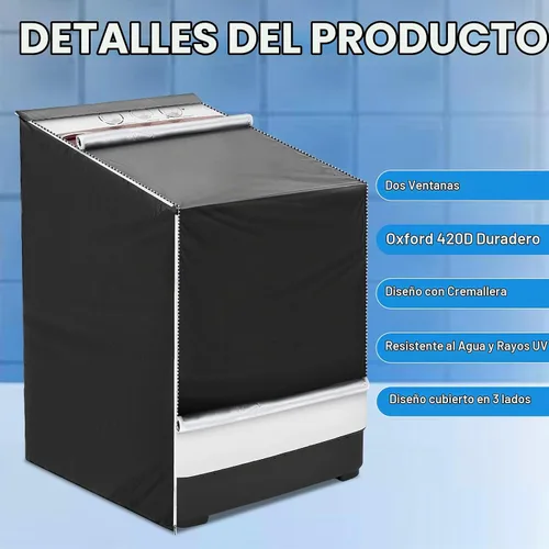 Vista 3 de Paquete de 2 fundas impermeables para lavadora y secadora, para lavadora y secadora de carga superior y frontal, diseño de cremallera, fundas