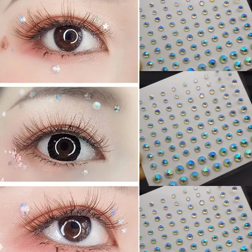Vista 7 de Pegatinas de diamantes de imitación de acrílico autoadhesivas para maquillaje de rostro, cara y rostro, gemas para mujeres, accesorios de festival