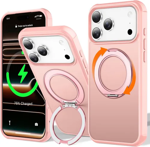 Vista 95 de UMIONE - Funda con diseño de anillo magnético giratorio de 360° para iPhone 11, soporte de bucle invisible integrado, compatible con Magsafe, funda