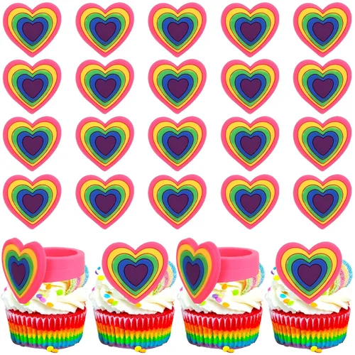 Vista 13 de 30 piezas de decoración para cupcakes con diseño de corazón con purpurina para cupcakes, despedida de soltera, boda, compromiso, decoración de Negro