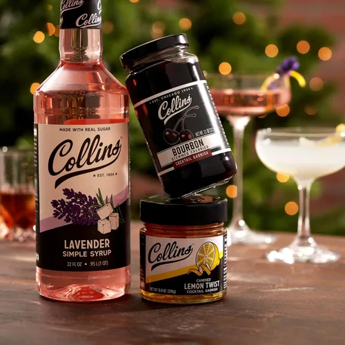 Vista 8 de Collins Bourbon Cocktail Cherries - Aderezo para bebidas para cócteles Manhattan o Old Fashioned y postres, hecho con whisky galardonado, frasco