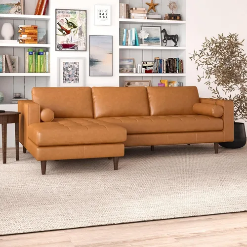 Vista 7 de Anthony - Sofá modular esquinero con orientación izquierda, sofá modular en forma de L de 4 asientos, sofá moderno tapizado suave para sala