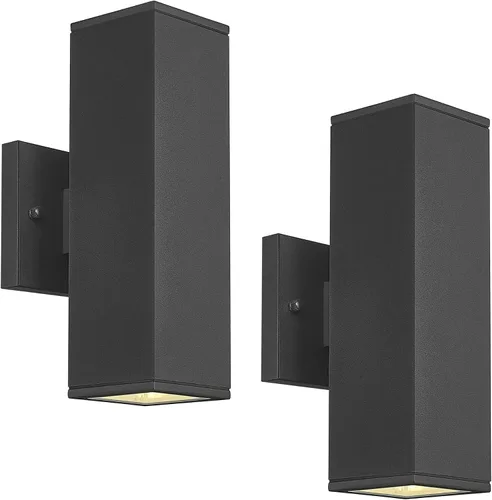 Vista 10 de Ken & Ricky Apliques de pared para exteriores, moderna lámpara exterior arriba y abajo, lámpara exterior cuadrada con acabado blanco lijado, 1