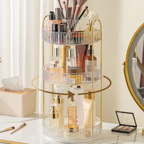 Vista 12 de Aveniee Organizador de maquillaje giratorio de 360 grados para tocador, organizadores de baño mejorados para perfume y cuidado de la piel