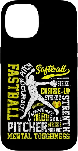 Vista 4 de Distressed Look Softball Pitcher Best Traits for Teen Girls Case for iPhone 17
