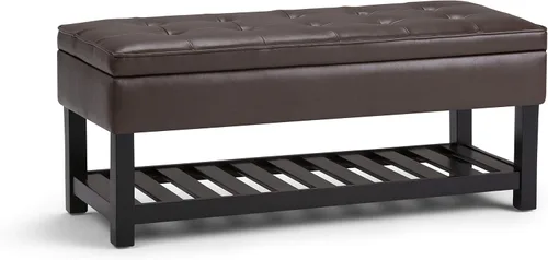 Vista 21 de SIMPLIHOME Cosmopolitan - Otomana rectangular con aspecto de lino de 44 Cloud gris