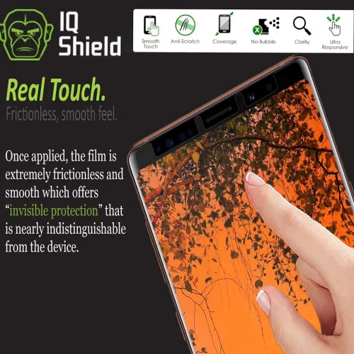 Vista 4 de IQShield Paquete de 2 protectores de pantalla para Samsung Galaxy Note 9 (compatible con fundas), fácil de instalar, ultra fino, antiarañazos