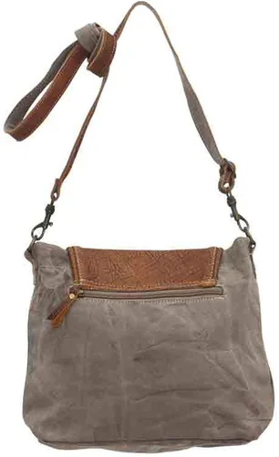 Vista 2 de Myra Bag s Flap-Over Bolso de hombro de lona reciclada S-0769, Marrón