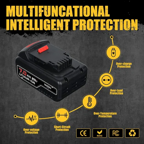 Vista 4 de VANON 7.0Ah 20V Reemplazo para batería Dewalt 20V Max de iones de litio compatible con Dewalt Bateria DCB200 DCB204 DCB206 DCB201 DCB203 DCB181