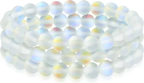 Vista 39 de Bling Jewelry Juego de 3 pulseras elásticas unisex apilables con cuentas redondas de 0.315 pulgadas para mujeres, adolescentes y hombres, multihebra