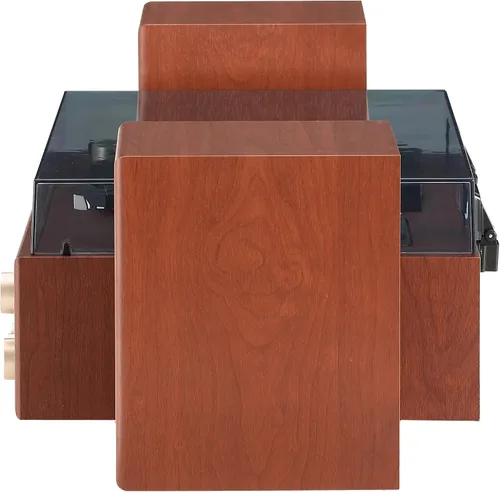 Vista 12 de Crosley Sistema de tocadiscos 1975T con Bluetooth, CD, AM/FM y altavoces incluidos, nogal