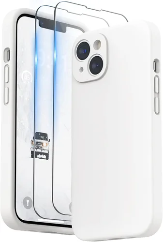 Vista 30 de SURPHY Funda para iPhone 14 Plus con Protector de Pantalla y Protección de Cámara, Funda de Teléfono de Silicona Líquida con Forro de Microfibra