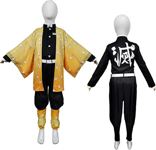Vista 3 de Conjunto de kimono de cosplay para niñas, niños, uniforme de Demon Slayer para niños, disfraz de anime, trajes de fiesta de Halloween, llavero