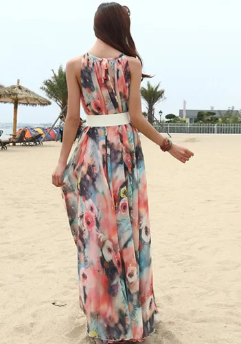 Vista 5 de MedeShe - Vestido de dama de honor de gasa floral para vacaciones en la playa