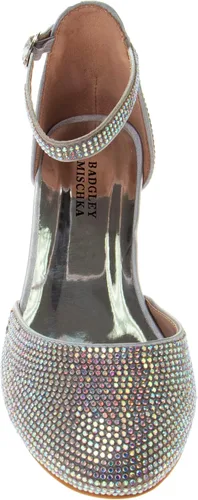 Vista 4 de Badgley Mischka Girls Dress Shoes - Kids Rhinestone Party High Heel Pumps Slip-On Block Closed Toe with Ankle Buckle (Little KidBig Kid)
