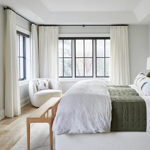 Vista 2 de LUSTROWIN Cortinas plisadas francesas de lino sintético con textura personalizada para dormitorio, cortinas opacas, cortinas de ventana para sala