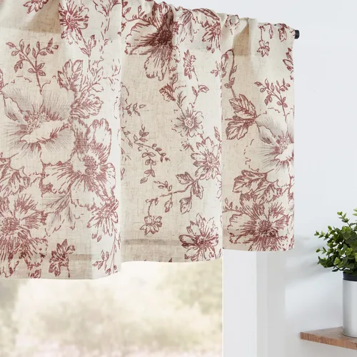 Vista 17 de jinchan - Cenefa de lino con borde de encaje, cenefa rústica de estilo granja para ventana de 16 pulgadas, tratamiento para ventana pequeña