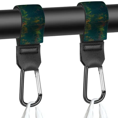 Vista 8 de Correas para cochecito, bolsas de pañales con ganchos para mamá, carrito de compras universal, billetera, mochila - 2 paquetes (playa junto al mar)