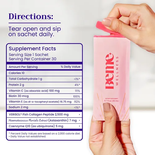 Vista 3 de BeMe BeRadiant - Multivitamínico líquido de colágeno melocotón y BeVitalized para mujeres, paquete de 30