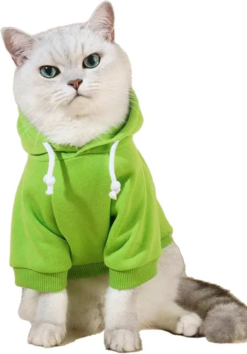 Vista 17 de QWINEE Sudadera básica con capucha para perro, suéter cálido para gatos, ropa para mascotas para Chihuahua, cachorro, gatito, perros pequeños