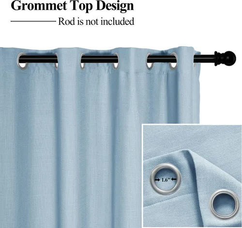 Vista 3 de Frelement Cortinas opacas extralargas de 108 pulgadas de largo, para sala de estar, cortinas de lino con bloqueo de luz, cortinas con aislamiento