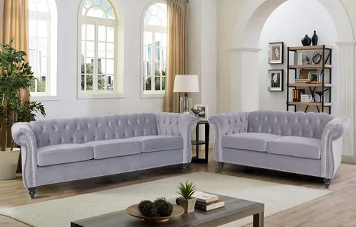 Vista 11 de RARZOE Chesterfield - Juego de sofá biplaza, beige, espuma, 1+2 plazas, 67 pulgadas de ancho x 32 pulgadas de profundidad x 27 pulgadas de alto