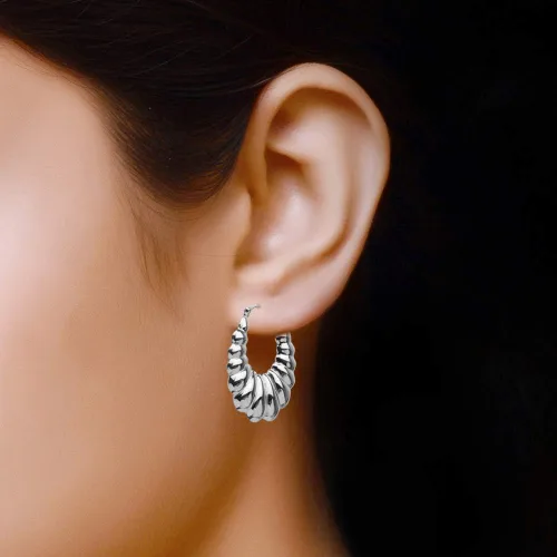 Vista 3 de LeCalla Paquete de aretes de plata de ley Juego antiguo de 2 pares de aros para mujer, Plata de ley