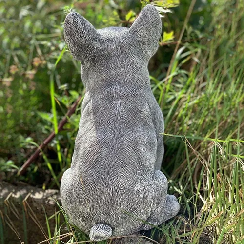 Vista 5 de Yosoo Estatua de perro, estatua de bulldog francés, escultura de animales de jardín para decoración de jardín, césped al aire libre, gnomo, patio