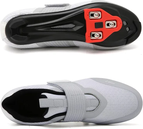 Vista 2 de DARIBOM Zapatos de ciclismo para hombres y mujeres, zapatos de bicicleta de carretera, compatibles con Peloton preinstalados con tacos Delta