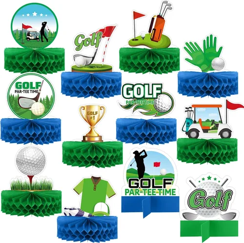 Vista 7 de Teling - 12 centros de mesa de golf para decoración de mesa de fiesta, pelota de golf de doble cara, panal para cumpleaños, despedida de soltero
