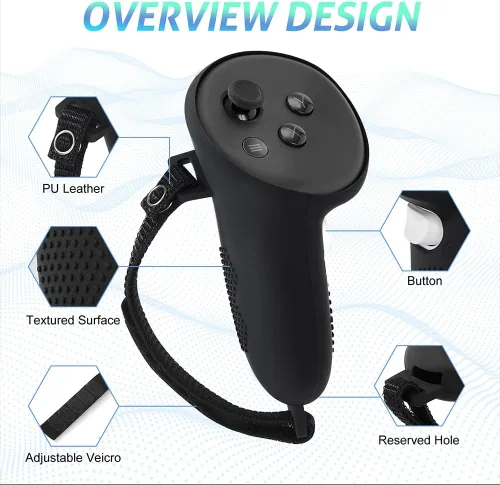 Vista 2 de Juego de funda de silicona compatible con Meta Quest 3, funda de accesorios VR para Meta Quest 3