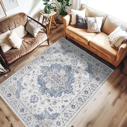 Vista 87 de jinchan Alfombra de Área 2x3 pies Alfombra Vintage de Entrada Lavable Bohemia Tapete Interior para Puerta Medallón Floral Tapete Pequeño para Puerta