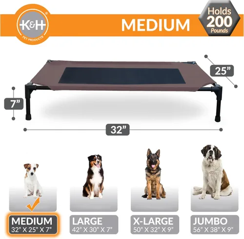 Vista 5 de K&H PET PRODUCTS - Cuna elevada para mascotas con centro de malla, varios tamaños Malla Chocolate/Negro