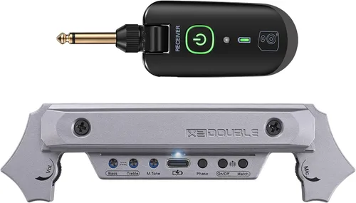 Vista 8 de Pastilla inalámbrica para guitarra acústica magnética recargable y micrófono pastilla de boca de sonido para guitarra acústica con control de Negro