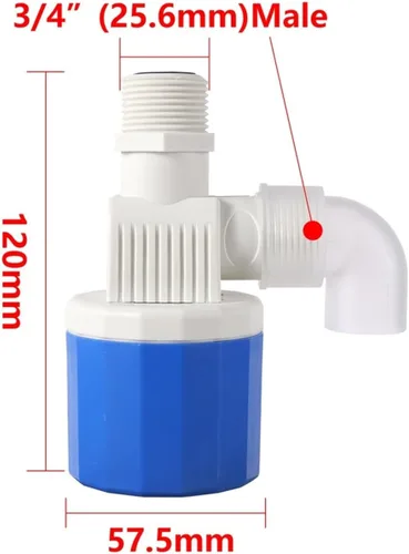 Vista 2 de Water Level Controller 1/2" 3/4" Male Thread Float Valve Tower Tank Full Stop Switch Automatic Supply 1Pc(3I4 - Upper Inlet)