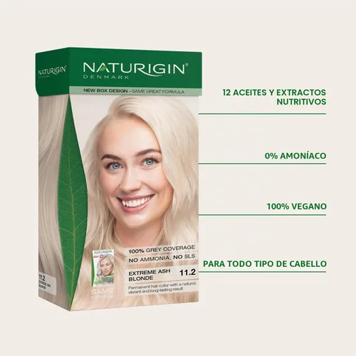 Vista 3 de Naturigin coloración permanente para cabello Rubio ceniza extremo 11.2
