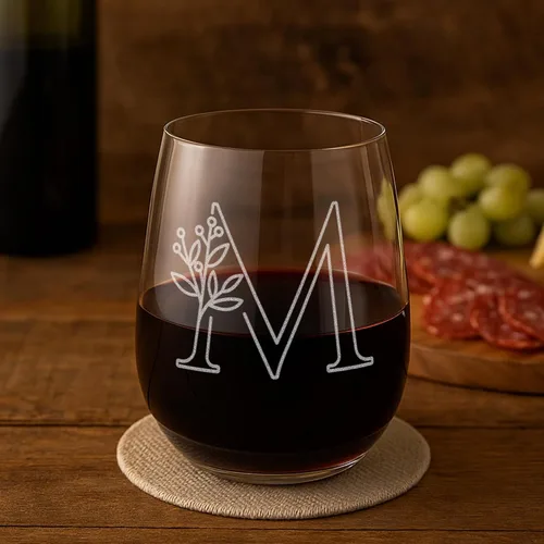 Vista 26 de On The Rox Drinks Regalos con monograma para mujeres y hombres – Letra A-Z inicial grabada monograma sin tallo, copa de vino – Regalos de vino