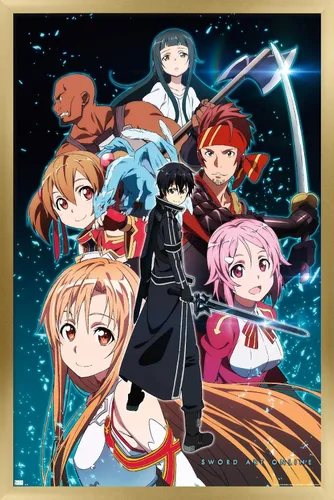 Vista 15 de Trends International Sword Art Online - Póster de pared Key Art 2, 22.4 pulgadas de largo x 14.7 pulgadas, versión enmarcada en madera de granero