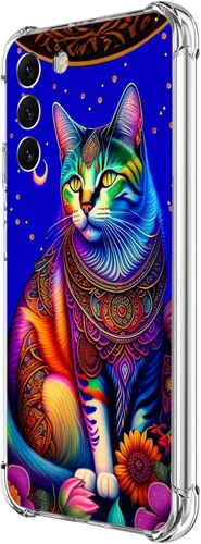 Vista 26 de Funda para Galaxy S23 FE, protección contra caídas de flores de mariposa azul, a prueba de golpes, carcasa protectora de cuerpo completo resistente