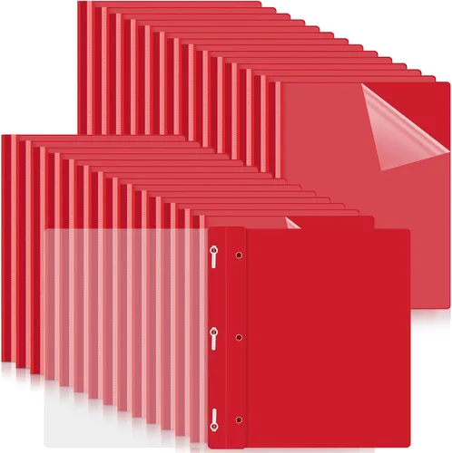 Vista 9 de Teling 150 fundas transparentes para informes frontales a granel con sujetadores de 3 puntas, carpetas de presentación de plástico para papel