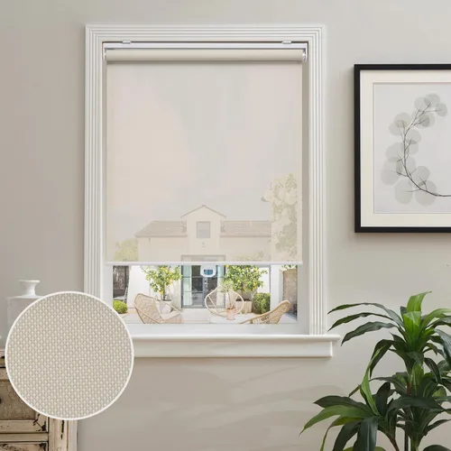 Vista 11 de AOSKY Persianas enrollables sin cordones para ventanas que filtran la luz, pantalla solar semitransparente, con 5% de apertura, protección UV