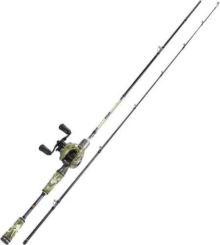 Vista 2 de Sougayilang Baitcaster Combo, Cañas de Pescar de Casting de Grafito de 2 Piezas 30Ton+24Ton, Mango SuperPolymer, Portacebo Estilo "S" con Carrete