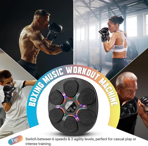 Vista 7 de Music Boxing Machine for Adults & Kids, Bluetooth Smart Boxing Wall Machine with Gloves, 9 Modes, 6 Speeds & 3 Sensitivity, Electric Light Up Music