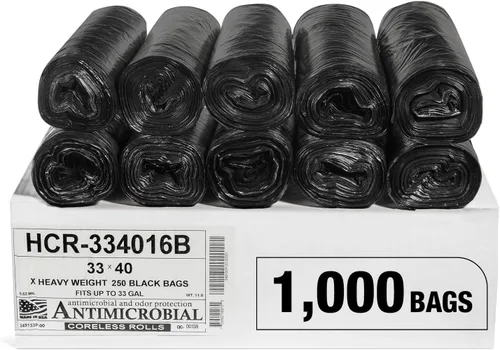 Vista 21 de Aluf Plastics Bolsas de basura de alta densidad, 10 galones, 4000 unidades, 6 micras (eq), 24 x 24 pulgadas, negras, para baño, oficina, industrial