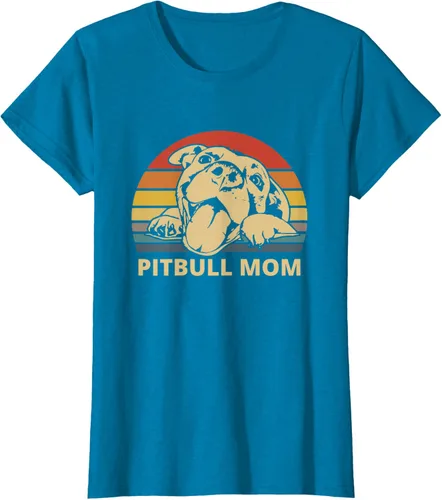 Vista 16 de Vintage Pitbull Mom Happy smiling Pitbull Mom on Sunset T-Shirt, Negro