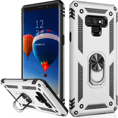 Vista 13 de IKAZZ Funda para Galaxy Note 9, TPU suave y flexible de doble capa y policarbonato duro, antideslizante, de cuerpo completo, resistente, funda Azul