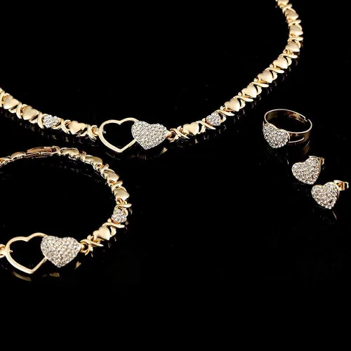 Vista 6 de Giffor Juego de joyas con relleno de oro de 14 quilates para mujer aretes con pulseras regalos Metal