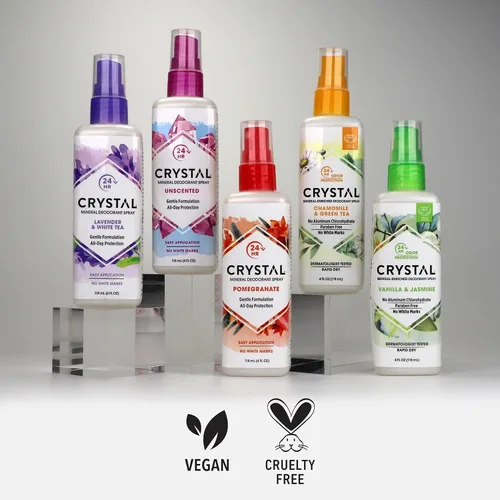 Vista 5 de CRYSTAL™ - Desodorante mineral en aerosol, desodorante corporal con protección contra olores las 24 horas, spray de lavanda y té blanco, no mancha