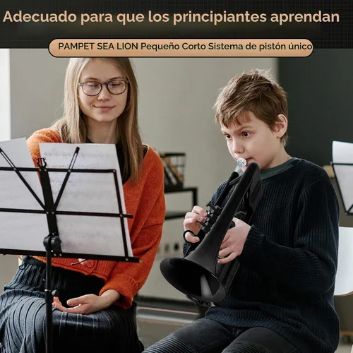 Vista 3 de PAMPET SEA LION - Juego de trompeta profesional de plástico Bb para estudiantes principiantes (negro)